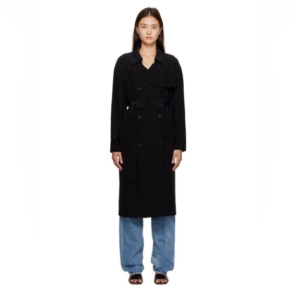 Theory Elegant Black Trench Coat - Picture 2 of 14